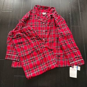 NWT Lanz of Salzburg Red Tartan Flannel Pajamas Set